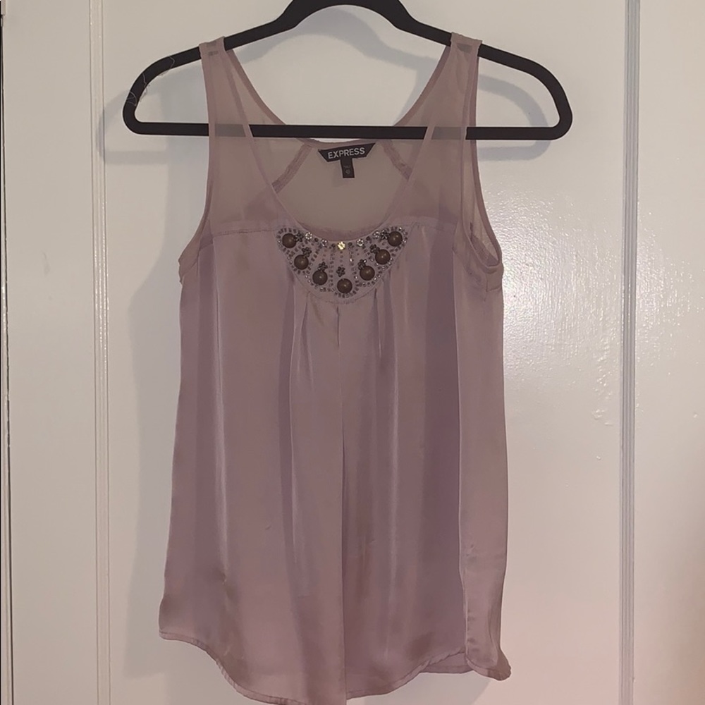EXPRESS blush/mauve sheer strap silky blouse